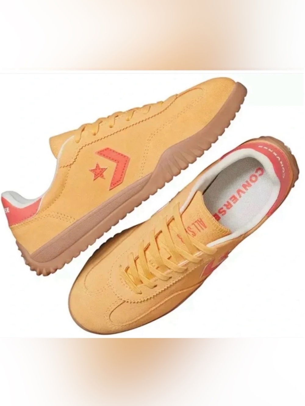 Converse Kids Yellow Sneakers with Coral Accents
